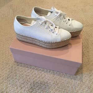 Miu Miu leather and espadrille platform sneakers
